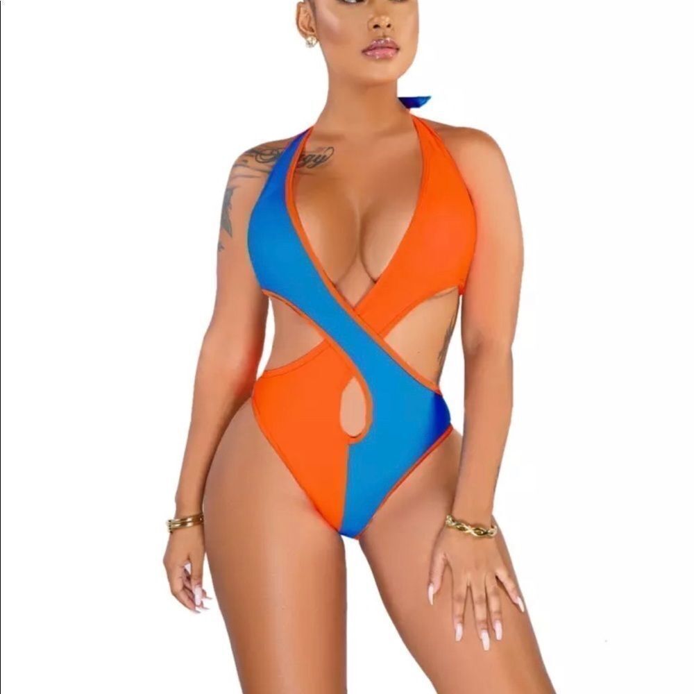 Sexy Bohemian Patchwork Open-Back Monokini